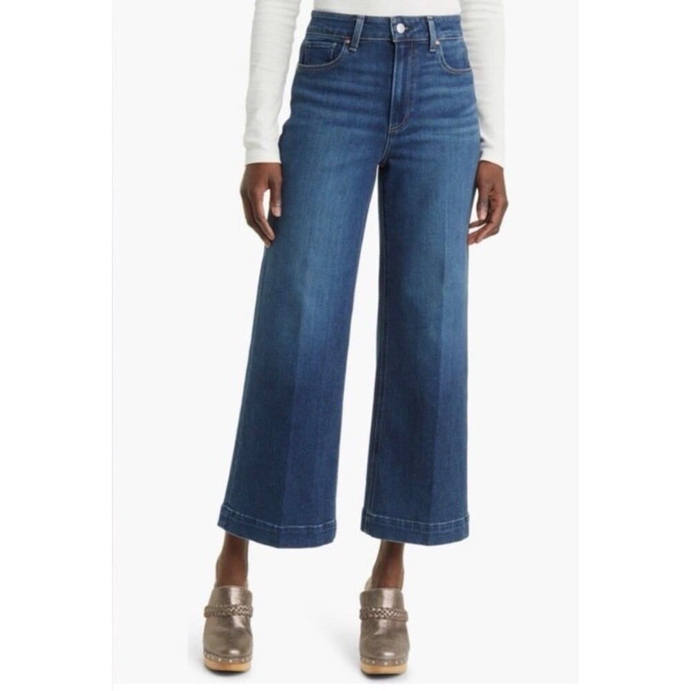 PAIGE Anessa High Rise Wide Leg Ankle Jeans Foreign Film Size 28 EUC